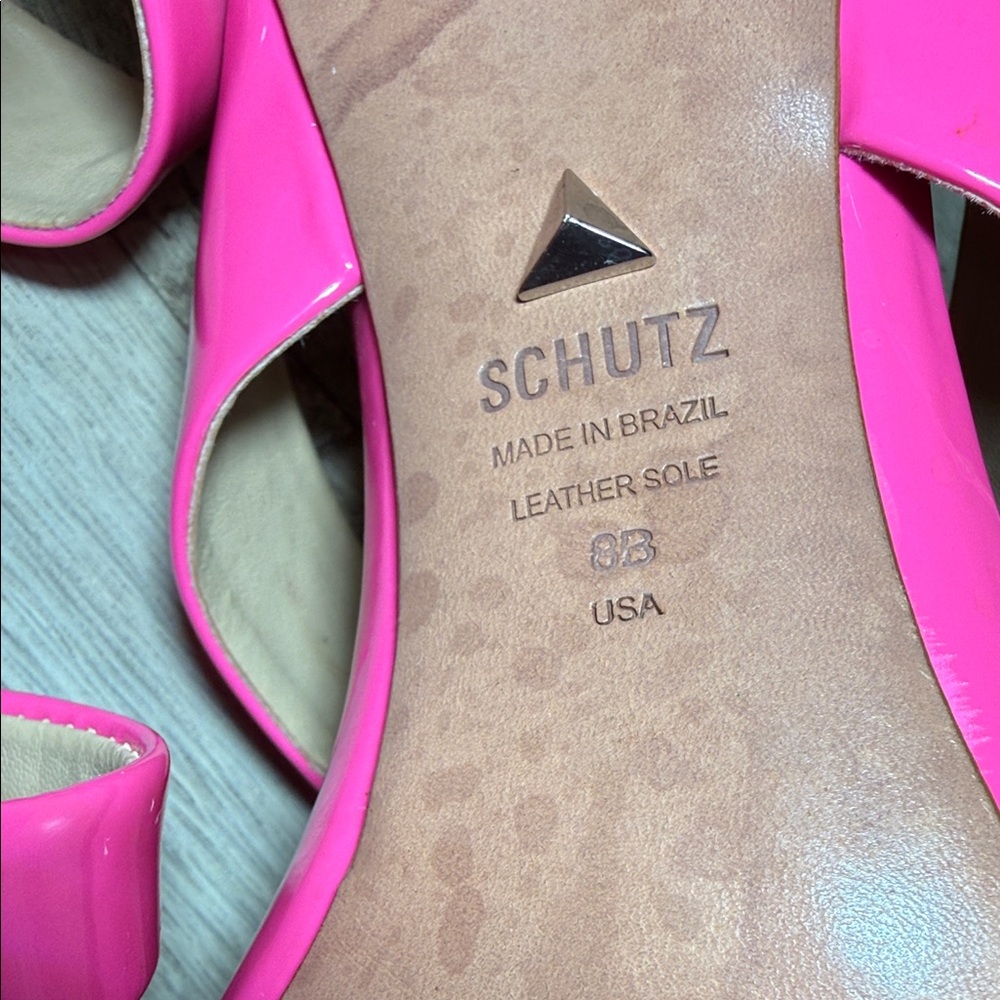 Schutz Leia Mule Heel Sandals in neon pink - Picture 9 of 13
